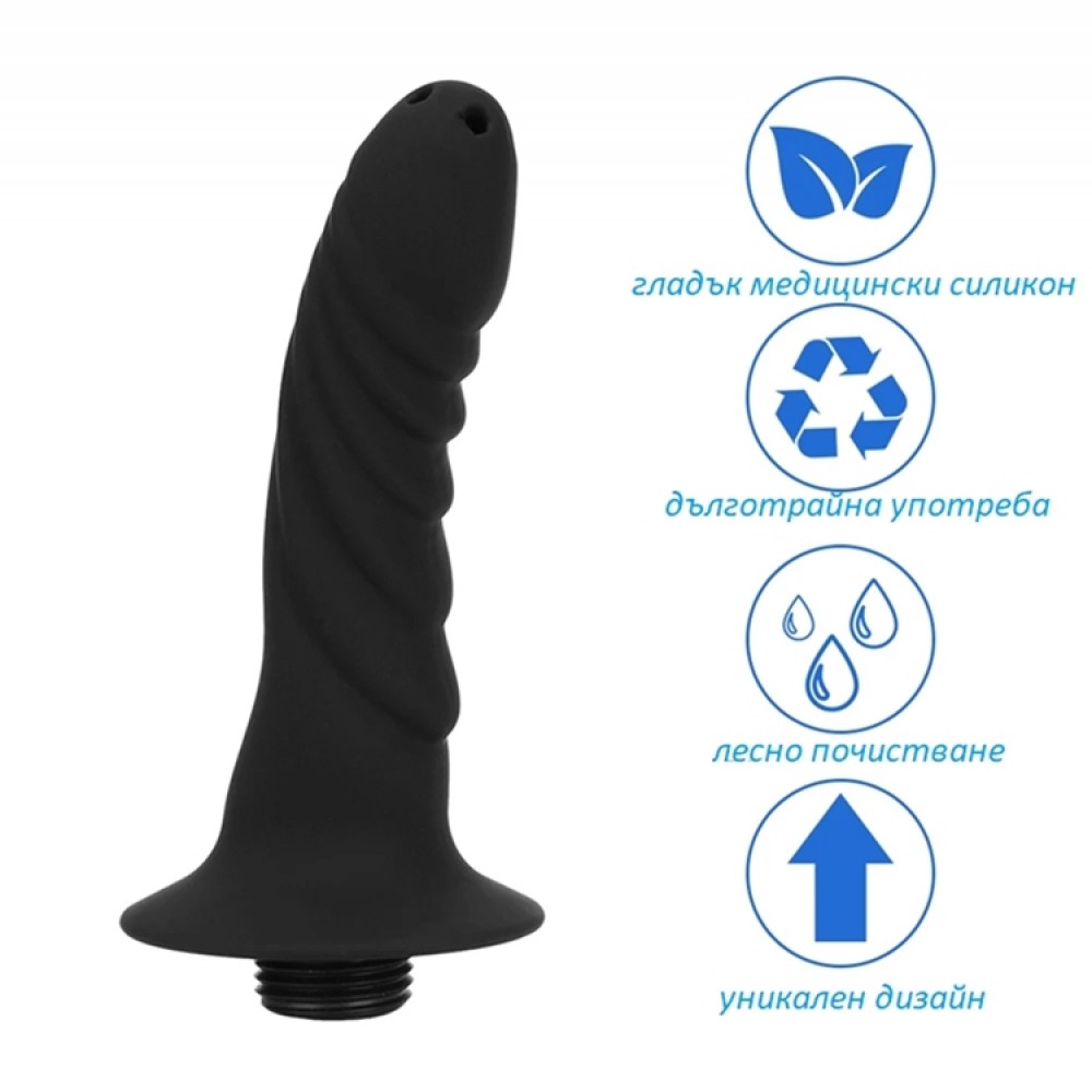 Силиконов анален душ тип фалос - The Black Phallus Силиконов анален душ тип фалос - The Black Phallus