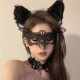 Черна BDSM маска Naughty kitten от плетена дантела