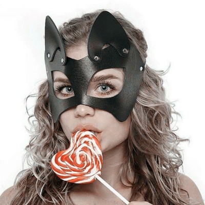 Черна кожена BDSM маска The cat woman Черна кожена BDSM маска The cat woman