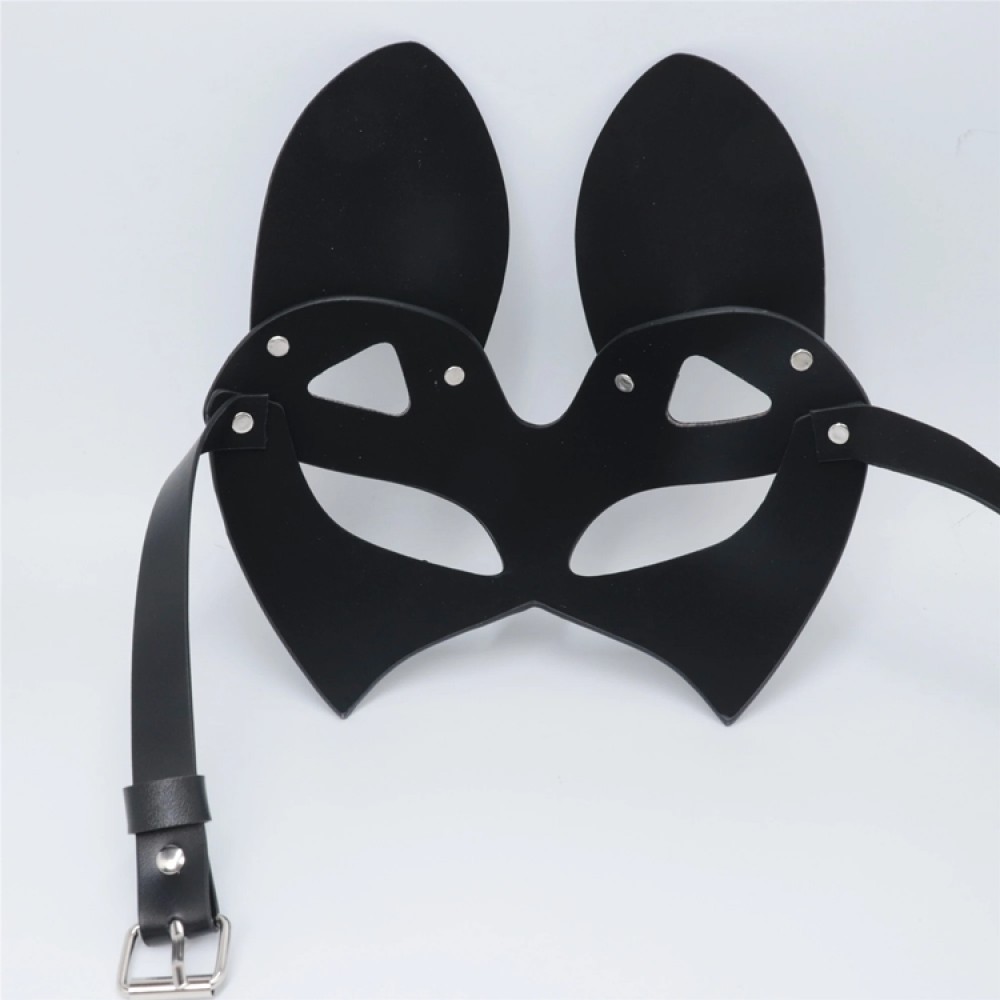 Черна кожена BDSM маска The cat woman
