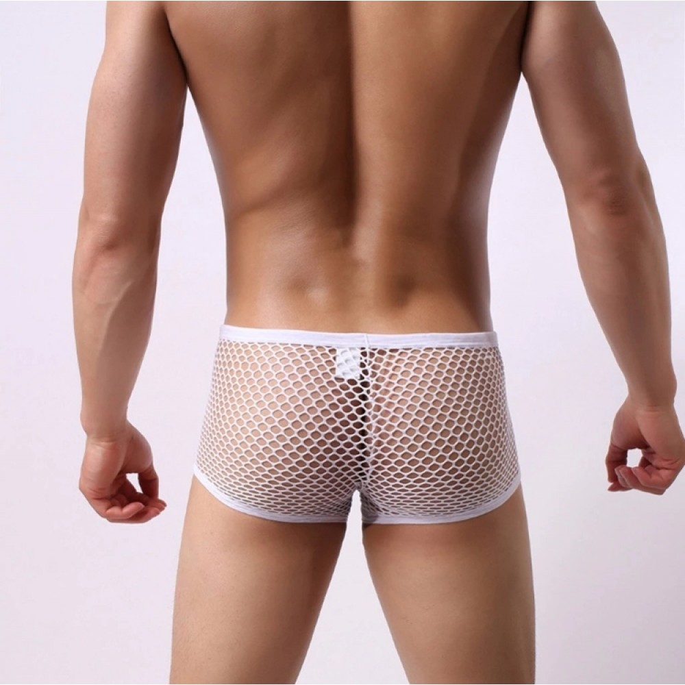 Бели мрежести мъжки боксерки White Net